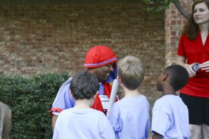 St. Martin mascot greets preschool k