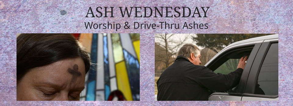 photo of ashes on forehead & drive thru ashes at St. Martin's Episcopal Church in Keller Texas